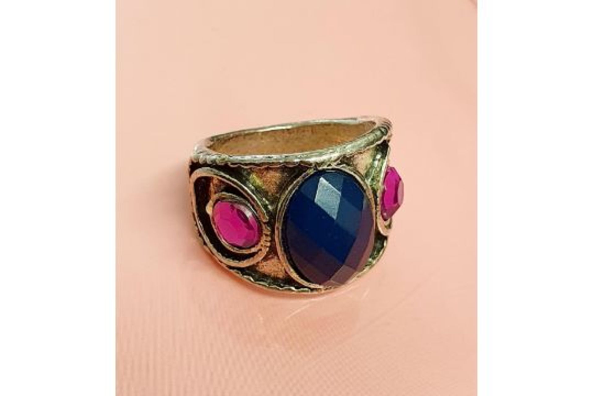 Blue And Pink Stone Ring