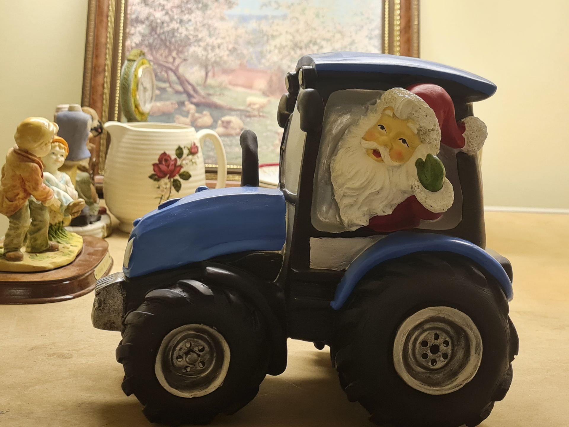 Brand new santa on tractor