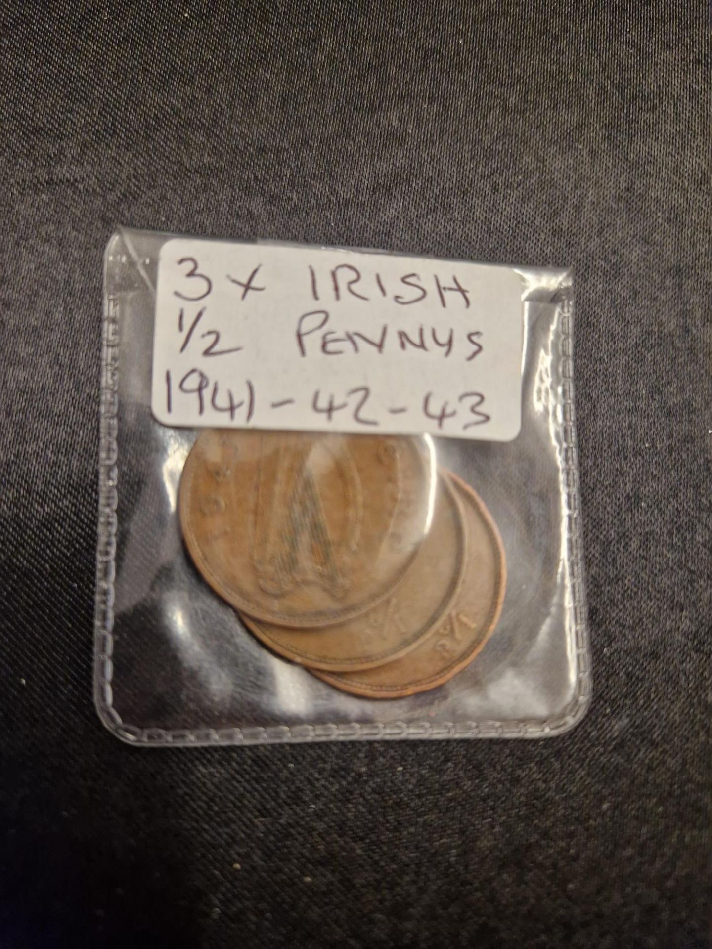 3 x irish 1/2 pennys 1941 - 42 -43