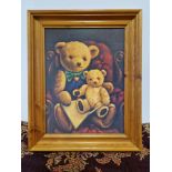 Wooden frame teddy bear