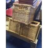 set of 3 wicker style solid storage baskets with handles