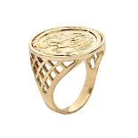 9ct gold on silver george coin ring
