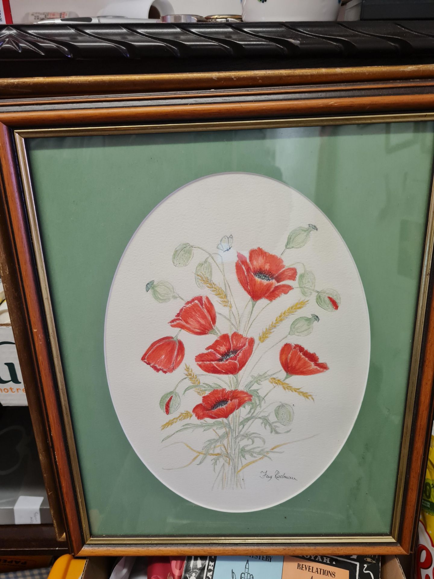 signed poppies watercolour fay redman