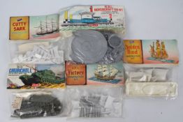 Airfix - 5 x unopened bagged vintage model kits, MkVII Churchill Tank # A4V, Hovercraft SR-N1 # 237,