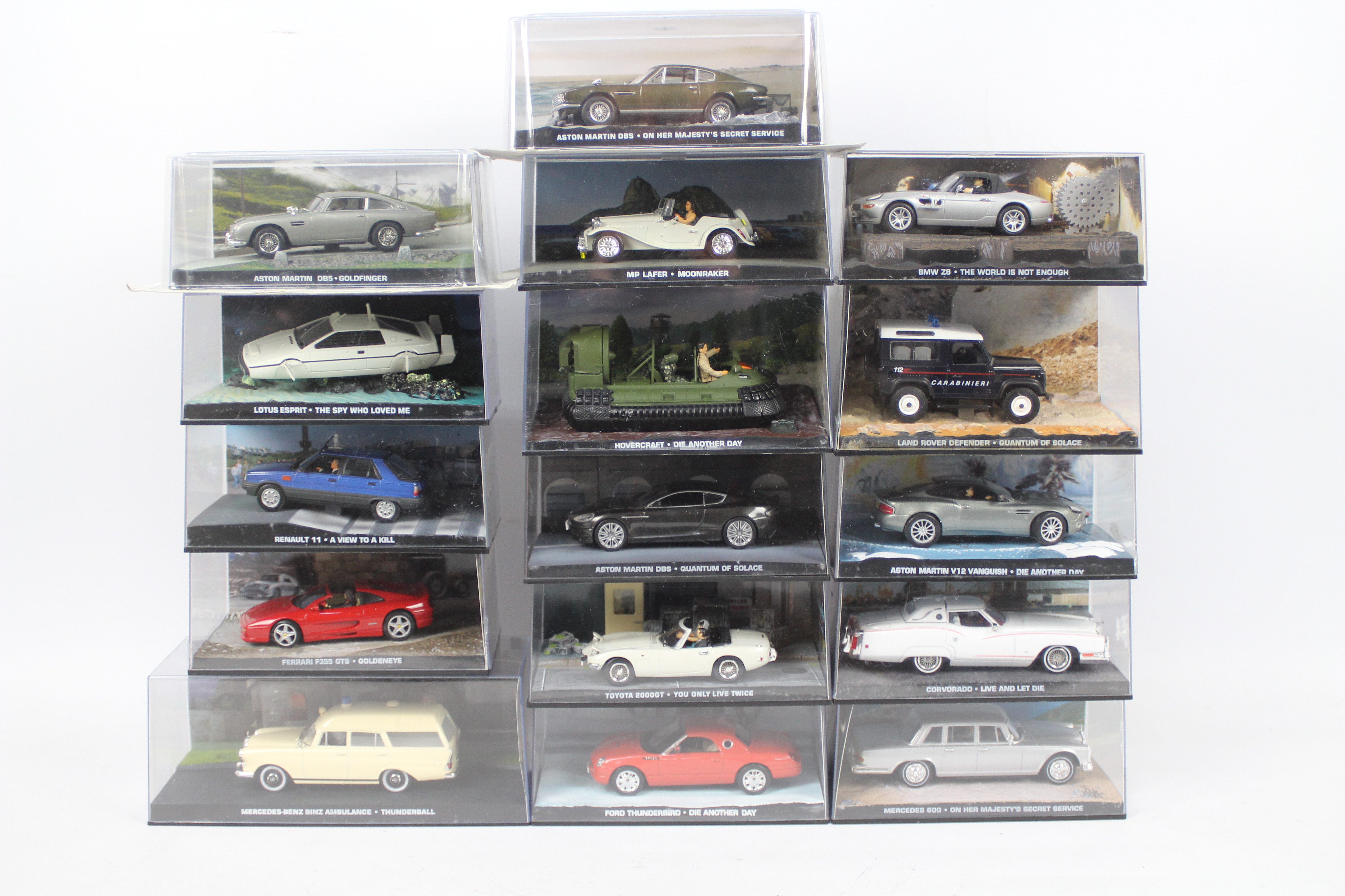 Universal Hobbies - James Bond - 16 x boxed vehicles including Aston Martin DBS, Lotus Esprit,