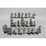 Unmarked Maker - 29 loose and unpainted 54mm white metal 'Western' themed figures,