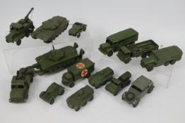 Dinky - Military - A group of 14 x unboxed Military vehicles including 2 x Centurion Tanks # 651,