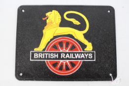 A cast iron wall plaque marked British Railways, approximately 22 cm x 29 cm.