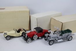 Franklin Mint - 3 x boxed vehicles in 1:24 scale, Jaguar SS100,