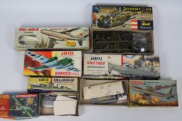 Airfix - Lindberg - Frog - Revell - 7 x boxed model kits including Russian TU-104 Jet Liner,