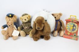 Dean's Bears and others -4 bears and 1 plush dog. 2 x Dean's bears.