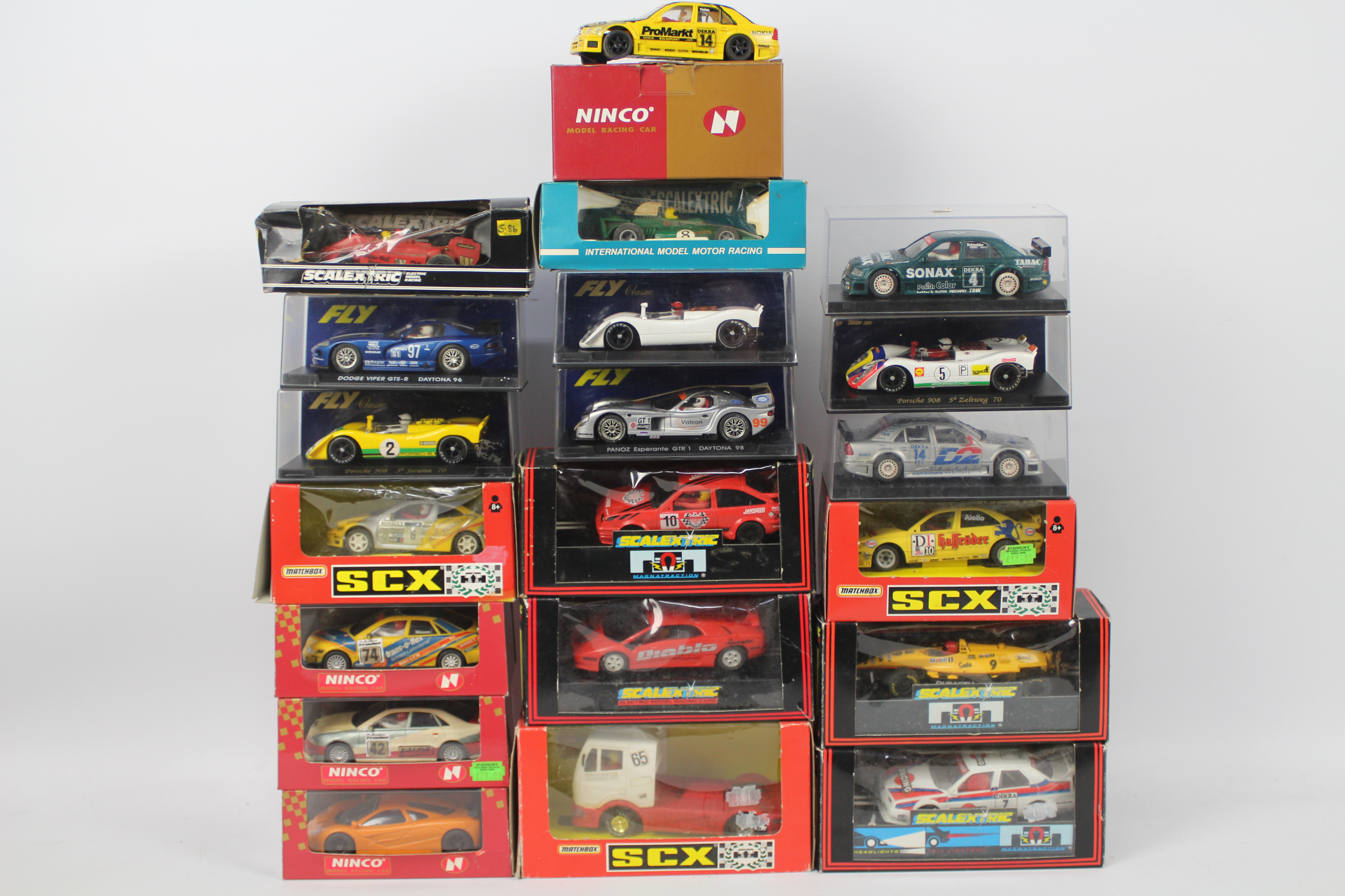 Scalextric - SCX - Ninco - Fly - 20 x boxed slot cars for spares or restoration including Ninco