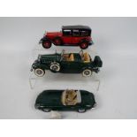 Franklin Mint - 3 x unboxed cars in 1:24 scale, Jaguar E Type,