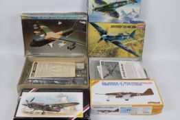 Revell - Academy - Cyber Hobby - Fujimi - Five boxed plastic military aircraft model kits in