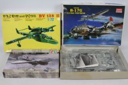 Academy - Italeri - Supermodel - Three boxed plastic military aircraft model kits in 1:72 scxale.