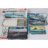 Airfix - Revell - Italeri - Kovozavody - 6 x boxed model kits including Bizmark and Tirpitz in