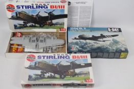 Airfix - Italeri - Three boxed 1:72 scale Stirling Bomber plastic model kits.