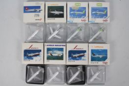 Herpa Wings - 8 x boxed Aircraft models in 1:500 scale including Boeing 767-200, Boeing 737 -300,