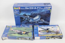 Revell - Three boxed 1:32 scale German WW2 military aircraft plastic model kits.