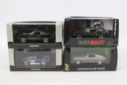 Kyosho - Yat Ming - 4 x boxed models in 1:43 scale, Steve McQueen Bullitt Ford Mustang,