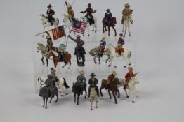 Timpo - Britains - Others - An interesting collection of sixteen mounted Western themed metal