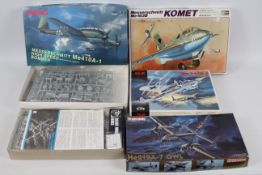 Dragon - Meng - Hasegawa - ICM - Four boxed German WW2 military aircraft plastic model kits in