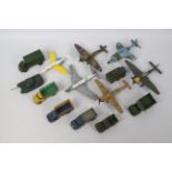 Dinky - 14 x unboxed models including Bedford Tipper # 25m, Junkers JU87B # 721,