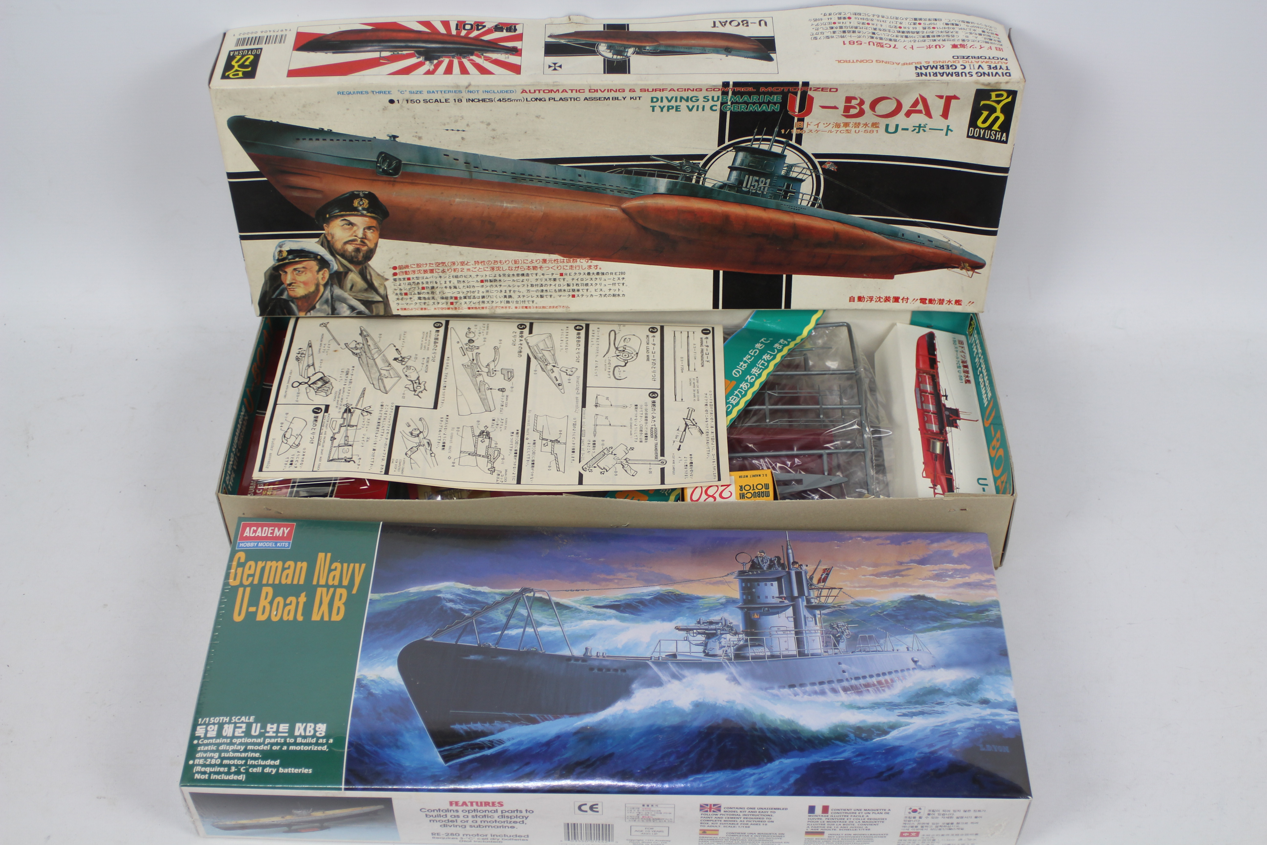 Doyusha - Academy - two boxed 1:150 scale submarine plastic model kits.