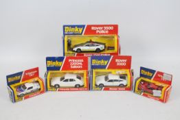 Dinky - 5 x boxed models including Rover 3500 Police car # 264, Triumph TR7 in red # 211,