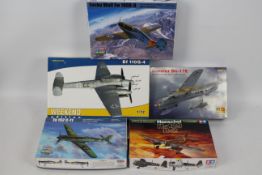 RS Models - Tamiya - Hobbyboss - Eduard - Five boxed German WW2 military aircraft plastic models