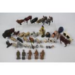 Britains - A collection of 39 x mostly Britains metal farm and zoo animals and 6 x figures