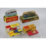 Dinky - 4 x boxed cars, Ford Escort # 168, Standard Atlas Bus # 295,