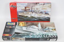 Airfix - Revell - Two boxed 1:72 scale plastic model ship kits.