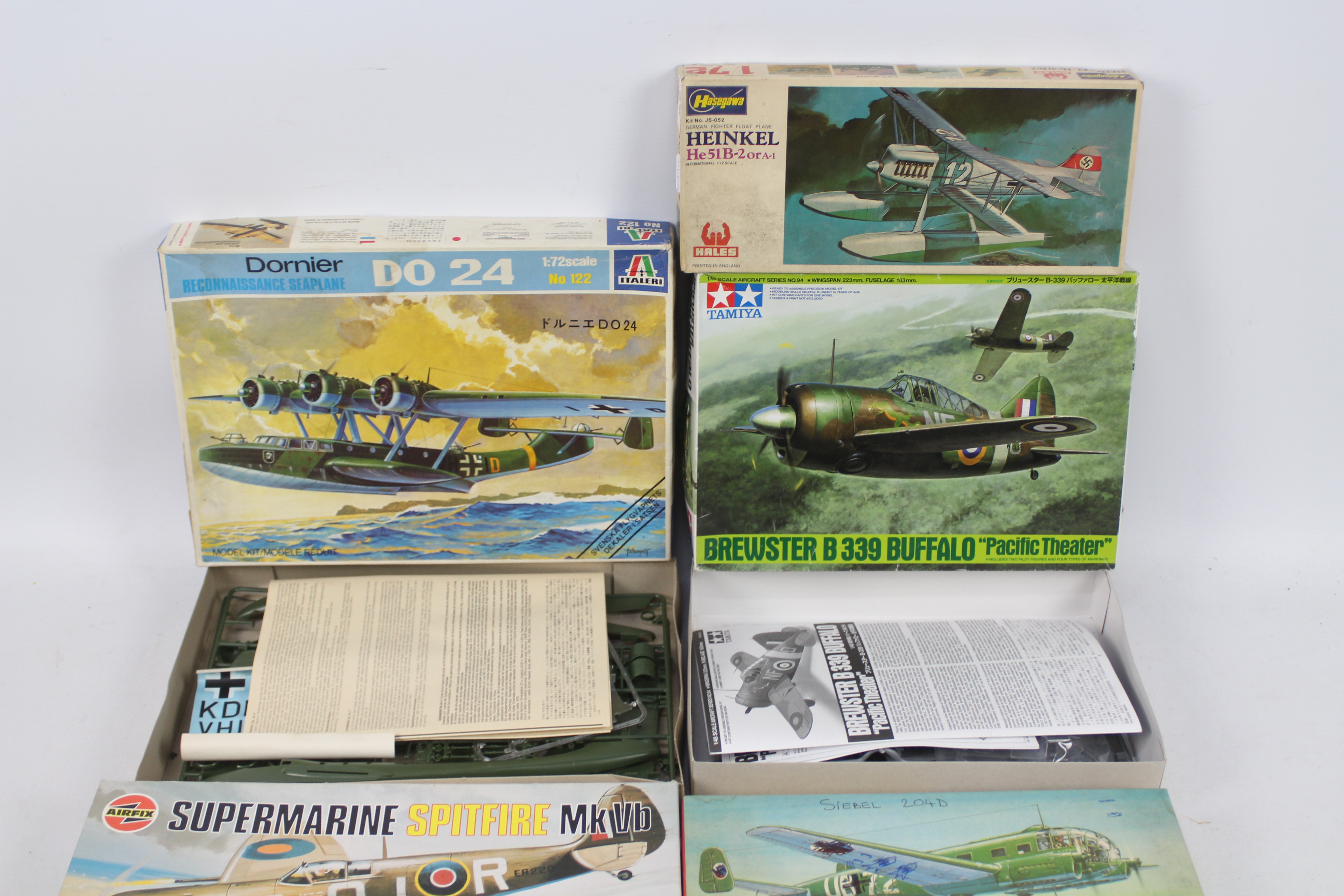 Tamiya - Italeri - Airfix - Hasegawa - KP - Five boxed military aircraft plastic model kits in - Image 4 of 4