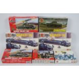 Airfix - Seven boxed military vehicle and personnel plastic model kits in various scales from