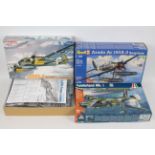 Italeri - Revell - Dragon - Three boxed military aircraft plastic model kits in various scales.