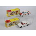 Dinky - 2 x boxed Ford Cortina models, De Luxe saloon in white # 159 and Lotus Rally Car # 205.