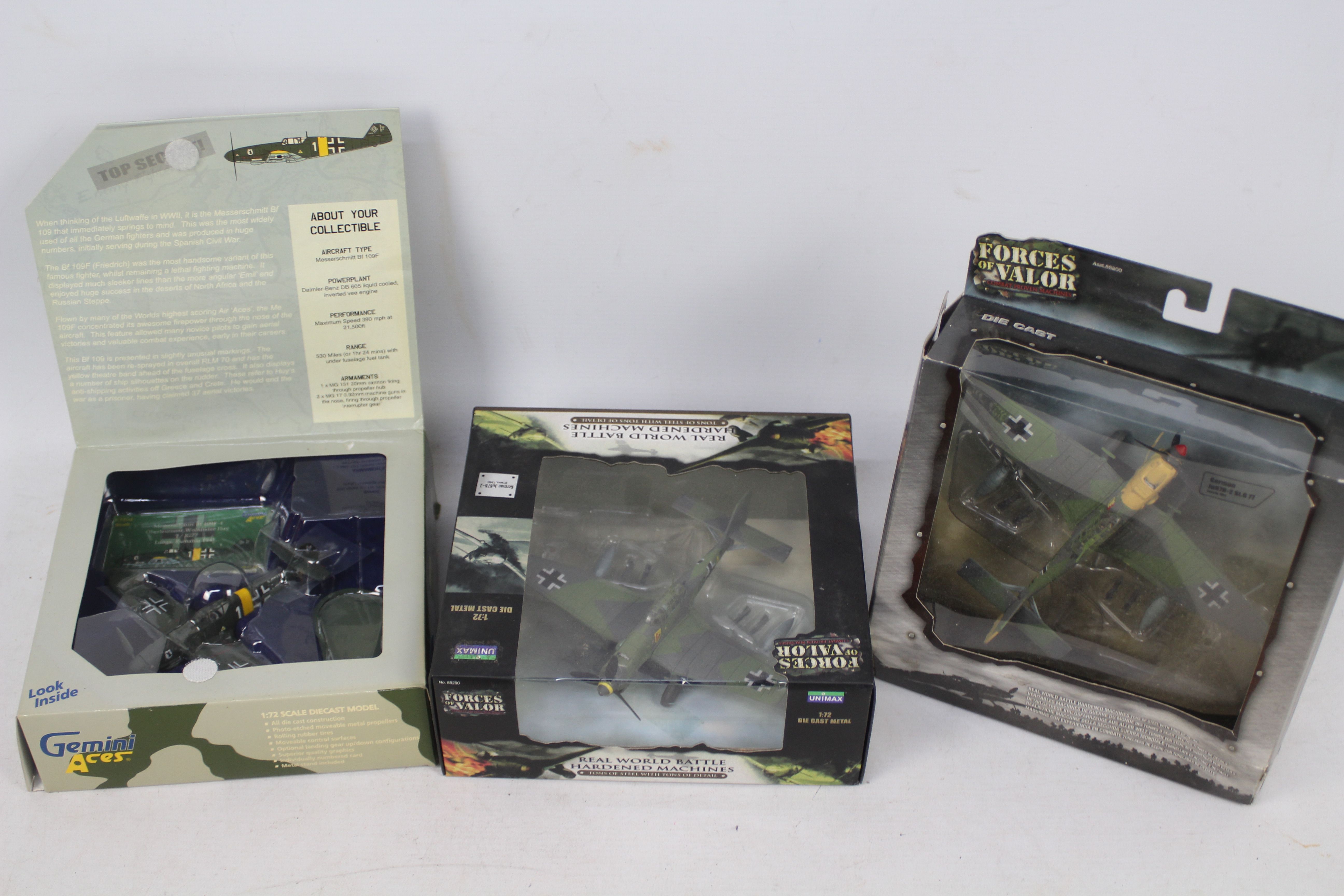 Gemini Aces - Forces of Valor - Three boxed diecast 1:72 scale model aircraft.