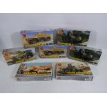 Airfix - Seven boxed military vehicle plastic model kits in 1:76 scale. Lot includes A02312 Sd.Kfz.