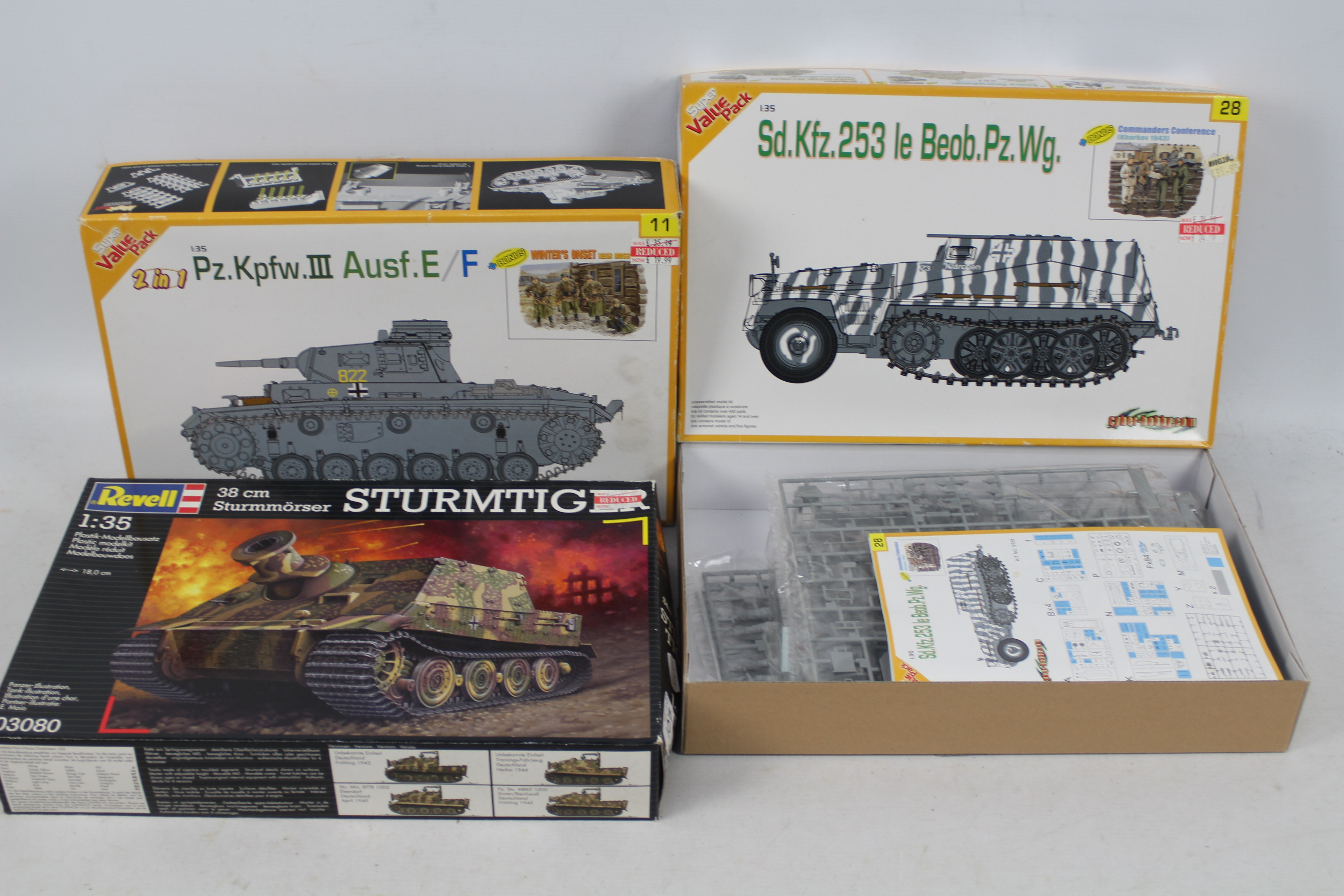 Dragon - Revell - Three boxed 1:35 German military vehicle plastic model kits.