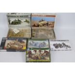 Italeri - Blue Tank - Revell - Tamiya - Six boxed military vehicle and personnel plastic model kits