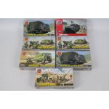 Airfix - Seven boxed military vehicle plastic model kits in 1:76 scale.