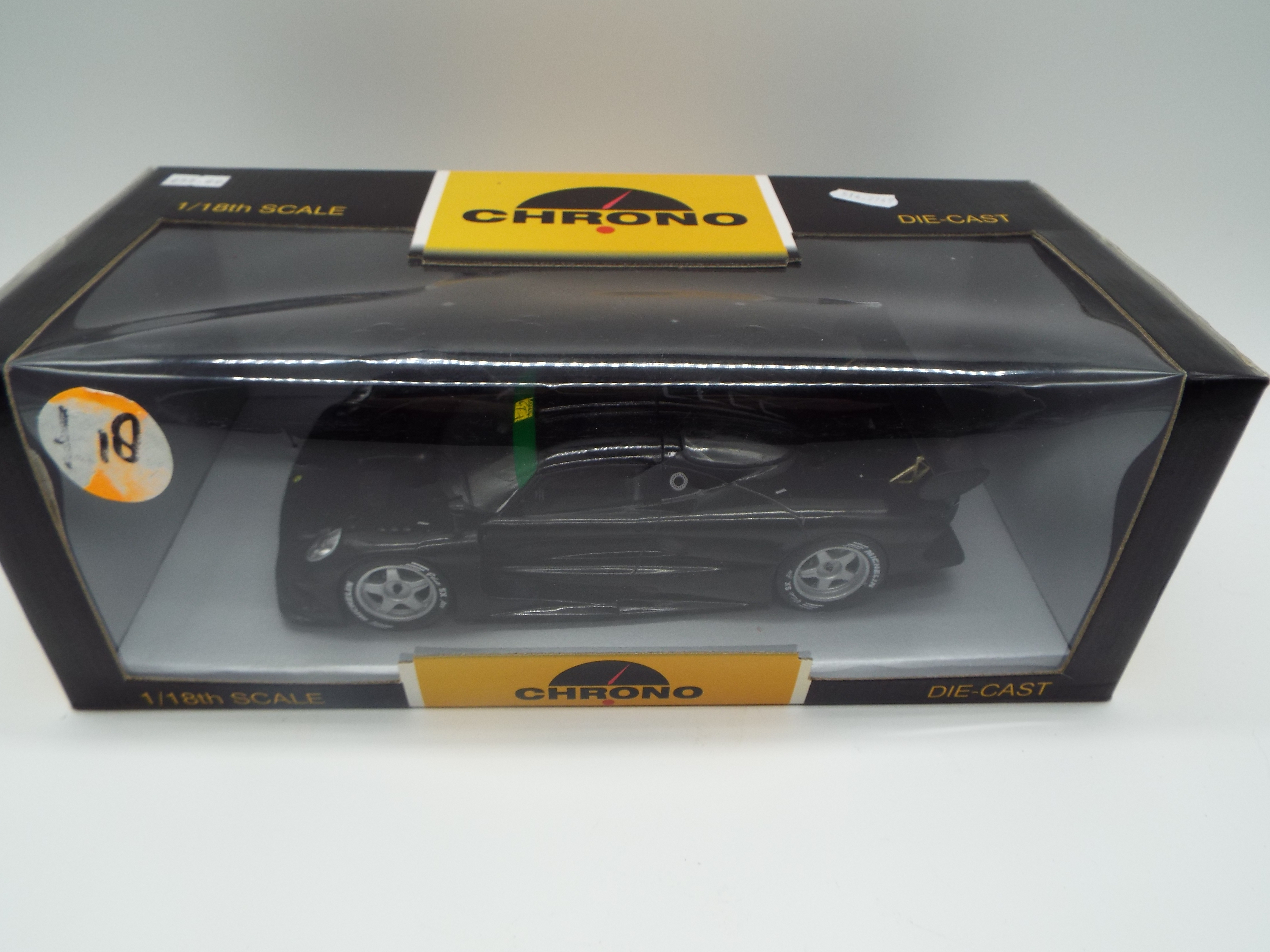 Chrono - a 1:18 scale model diecast racing car, Lotus Elise GT1 presentation car 1997 black # H1060,