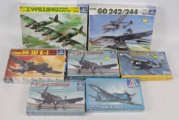 Italeri - Seven boxed plastic model aircraft kits in 1:72 scxale by Italeri.