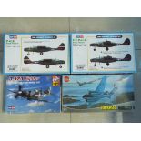 Hobby Boss and Airfix - four boxed plastic WW2 military aircraft 1:72 scale model kits comprising