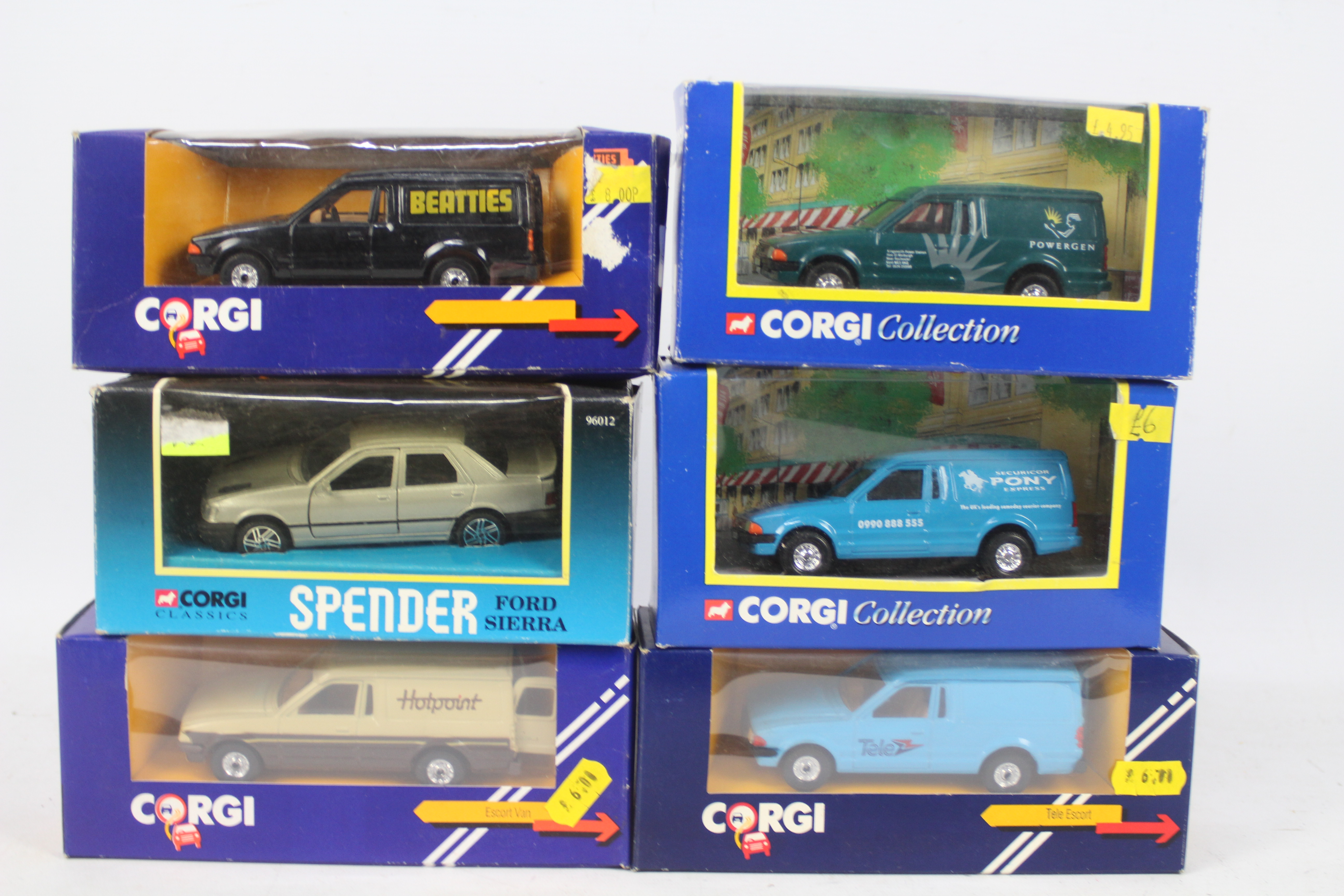 Corgi - 6 x boxed Ford models in 1:36 scale including Spender Sierra Cosworth # 96012,