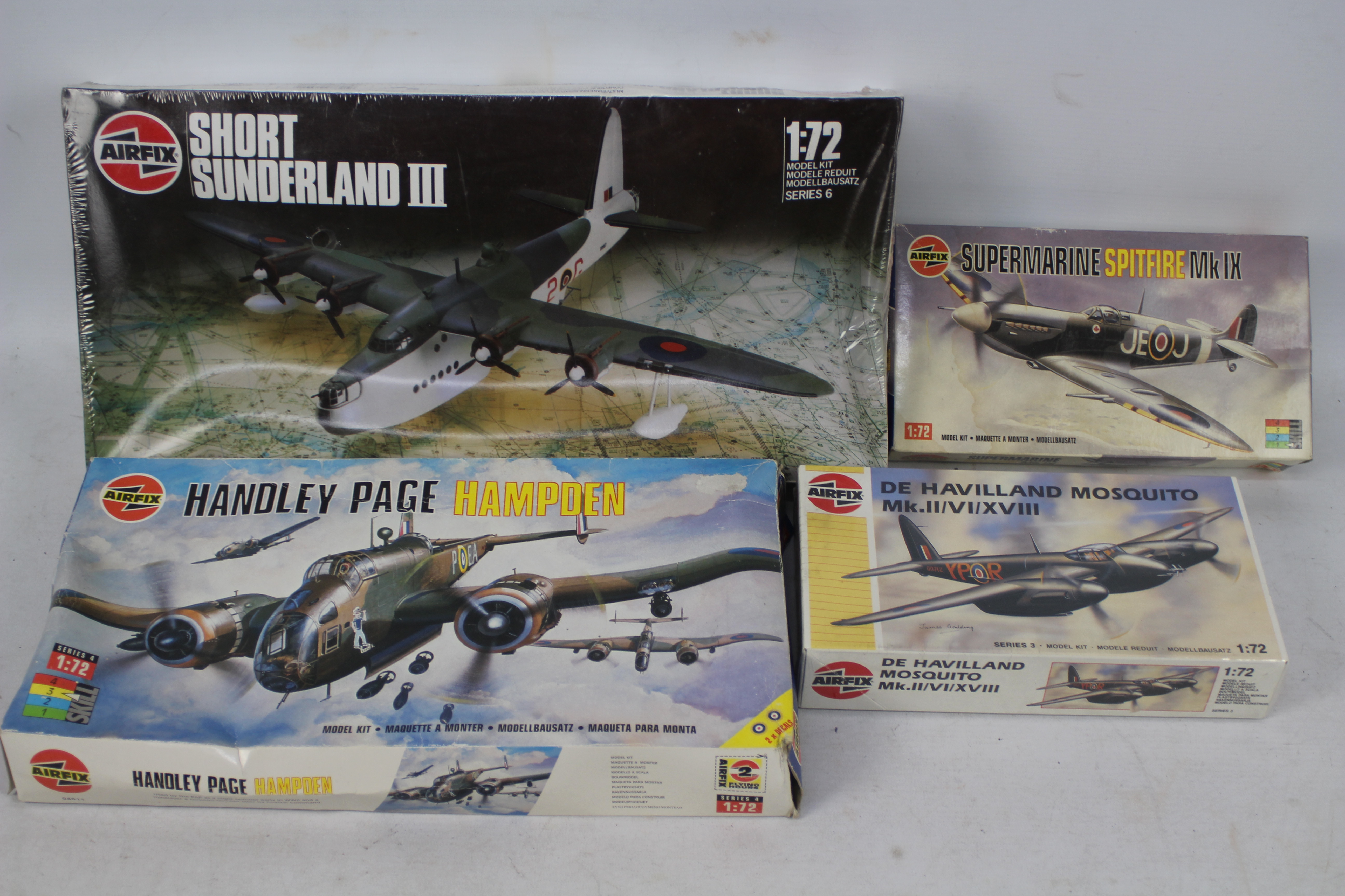 Airfix - Four boxed vintage 1:72 scale plastic model aircraft kits from Airfix.