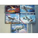 Italeri, ICM, Hobby Boss, Dragon and FineMolds - five boxed plastic WW2 military aircraft,