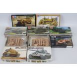 Airfix - Revell - Fujimi - Tamiya - Eight boxed plastic military vehicle models kits in various