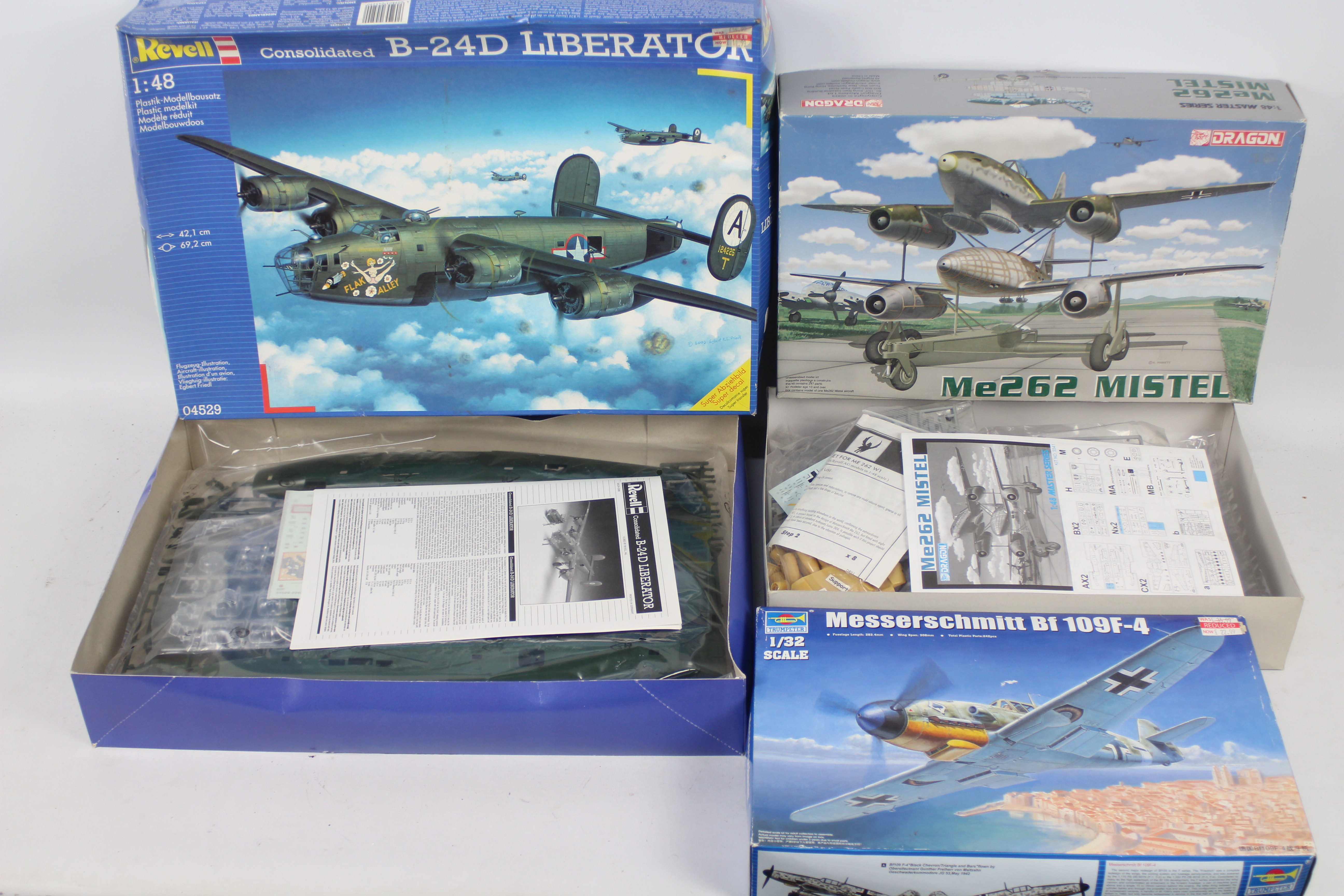 Revell - Dragon -Trumpeter - Three boxed scale plastic military aircraft model kits.